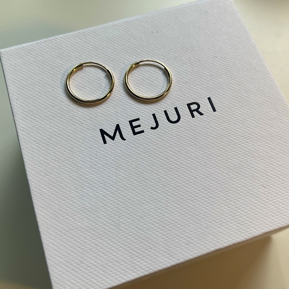 Mejuri "small" hoops in 14k solid gold price FIRM